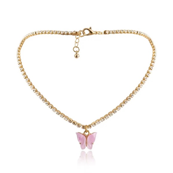 Urban Outfitters Jewelry - New bohemian simple pink butterfly charm with cz necklace